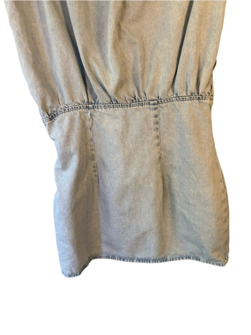 Zara Light Blue Denim Mini Dress with Statement Shoulders Size XL Y2K Minimalist - Picture 14 of 14